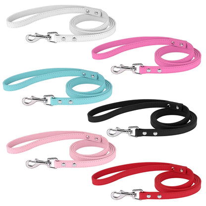 Custom PU Leather Dog Collar Leash Set Personalized DIY Name Charms Collars Bling Rhinestone Pet Necklace For Small Medium Dogs