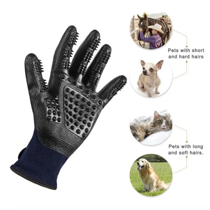 One Pair Hair Grooming Glove For Pet Dog Cat Bathing Silicone Massage Brush Dipping Gumming Rubber Gloves Dog Deshedding Comb - Qoraheyhub