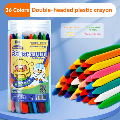 12-36 Color Kawaii Double-headed Triangle Crayon Children's Oil Painting Sticks Safe and Harmless Early Art Educational Supplies - Qoraheyhub