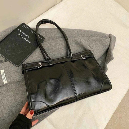 LEFTSIDE Large PU Leather Tote Bags Lady Shoulder Bag for Women 2024 Winter New Trend Fashion Y2K Retro Handbags and Purses