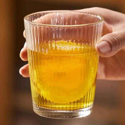 1.6L Heat Resistant Glass Cold Water Kettle And Cups Transparent Stripe Coffee Teaware Stainless Steel Lid Jug Kitchen Accessory