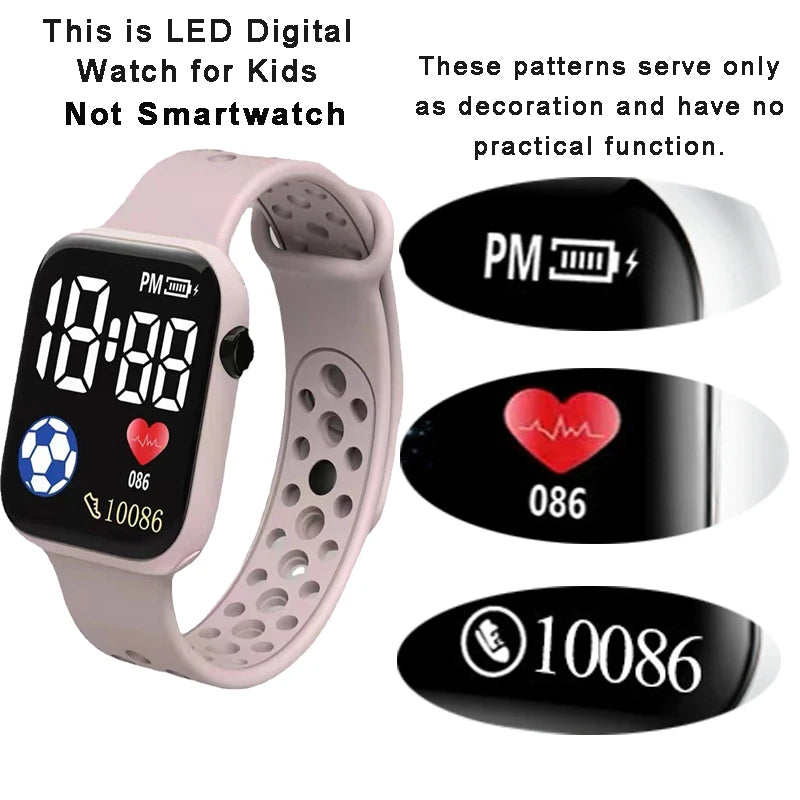 2024 LED Digital Watch For Kids Boys Girls Football Sports Watches Silicone Digital Watch Casual Childrens Electronic Wristwatch - Qoraheyhub