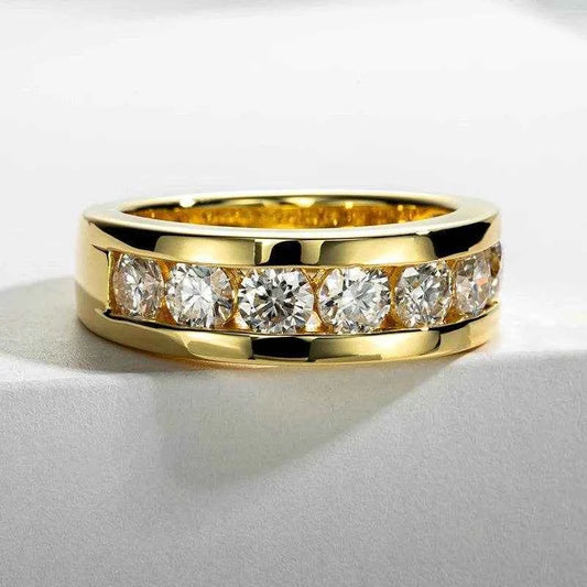 4mm All Moissanite Engagement Man Rings 925 Sterling Silver Plated Lab Created Diamond Wedding Band