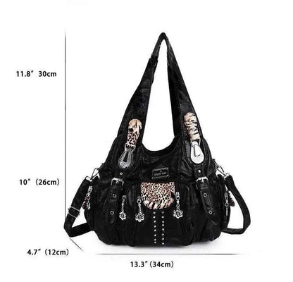 Angelkiss Women Fashion Handbags Large Shoulder Bags PU Leopard Handbag Satchel Big-capacity Shoulder Bag Phane Purse bolsa