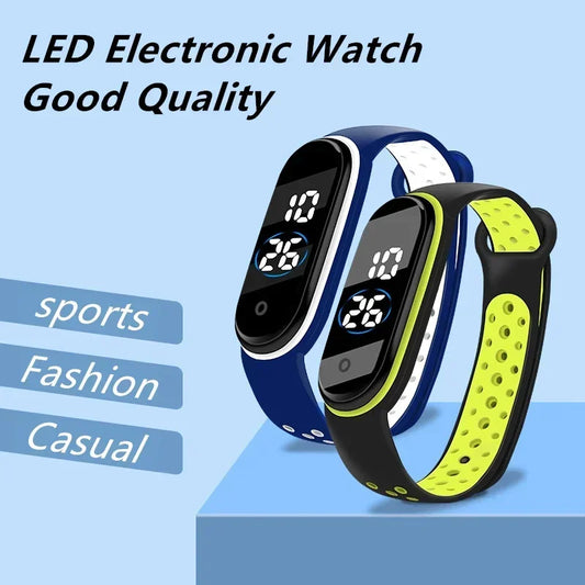 New Fashion Simple Sports Watch for Kids Children Waterproof Led Digital Watch Silicone Strap Teen Double Tone Color WristWatch - Qoraheyhub