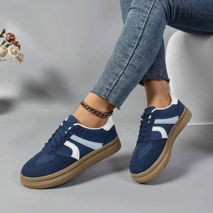 Women Blue Suede Sneakers 2024 Fashion Low-top Ladies Trendy Shoes Comfort Casual Vulcanized Sneakers Female Zapatos De Mujer