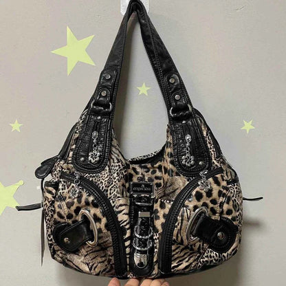 Angelkiss Women Handbags Leopard Bag Top-handle Handbag Fashion Satchel Dumpling Pack Shoulder Bag Tote Bag Hobos Large Purse
