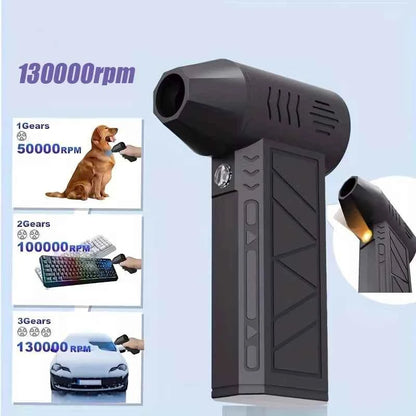130000 RPM Mini Air Blower Electric Turbo Jet Fan Air Duster 3 Gear Turbo Violent Blower Rechargeable Industrial Duct Fan