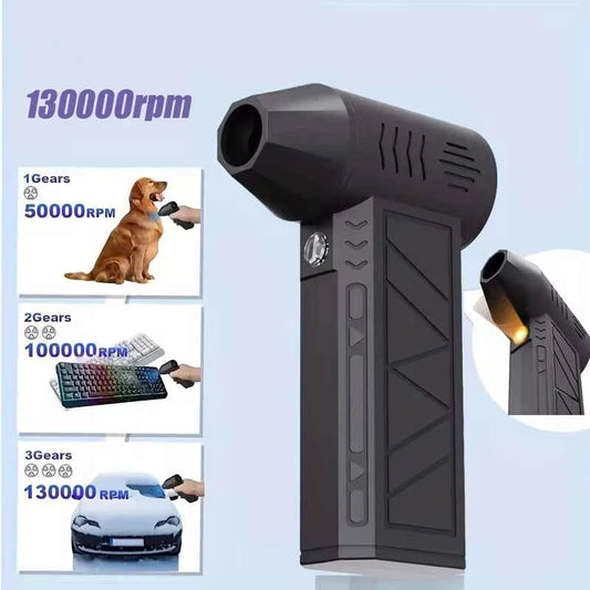 130000 RPM Mini Air Blower Electric Turbo Jet Fan Air Duster 3 Gear Turbo Violent Blower Rechargeable Industrial Duct Fan