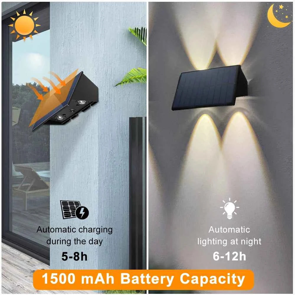 Outdoor Solar Wall Light 4/6LED IP65 Waterproof Fench Lamp Deck Decorative Spotlight Warm Light for Backyard Yard Garage Garden