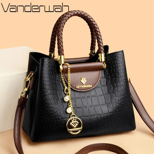 Woven Handle Genuine Brand High Quality Leather Casual Tote Luxury Handbags Women Bags Designer Shoulder Hand Bags for Women Sac