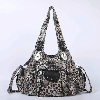 Angelkiss Women Fashion Handbags Large Shoulder Bags PU Leopard Handbag Satchel Big-capacity Shoulder Bag Phane Purse bolsa