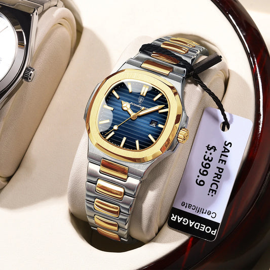 POEDAGAR Luxury Square Watch for Woman Waterproof Luminous Date Ladies Watch Stainless Steel Quartz Women's Watches Female Reloj - Qoraheyhub