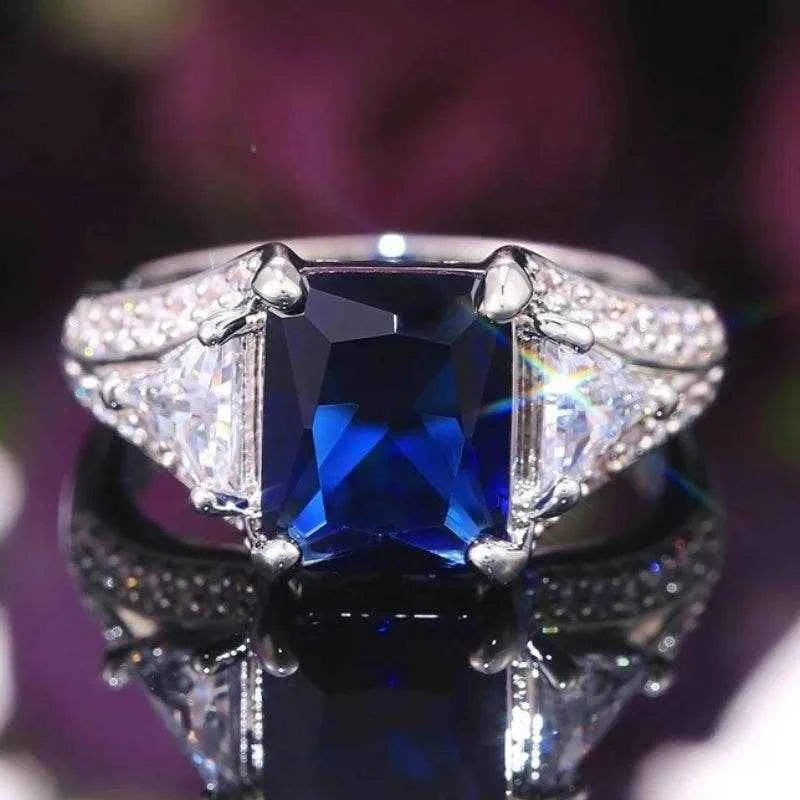 Jewelrieshub Blue Crystal Zirconia Rings for Women