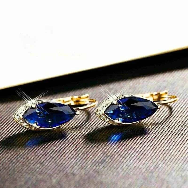 Jewelrieshub Blue Zirconia Drop Earrings Gold Plated