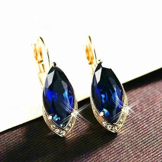 Jewelrieshub Blue Zirconia Drop Earrings Gold Plated