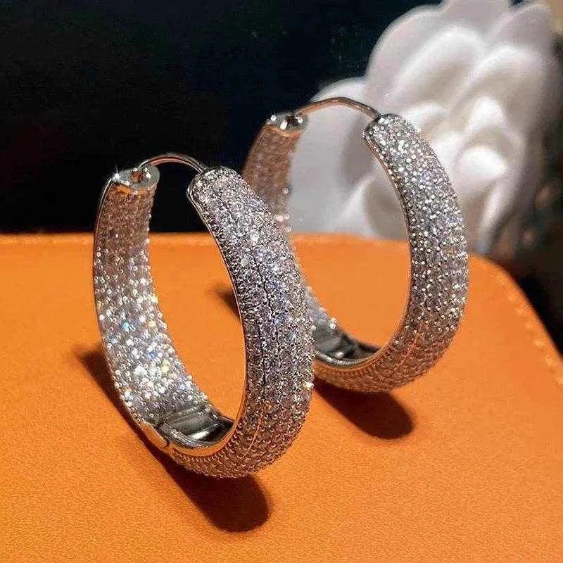 Jewelrieshub Cubic Zirconia Hoop Earrings Sparkling Design