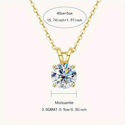1-2CT Moissanite Luxury Pendant Necklace, 925 Sterling Silver Classic 4 Claw for Women, Wedding Engagement Gift