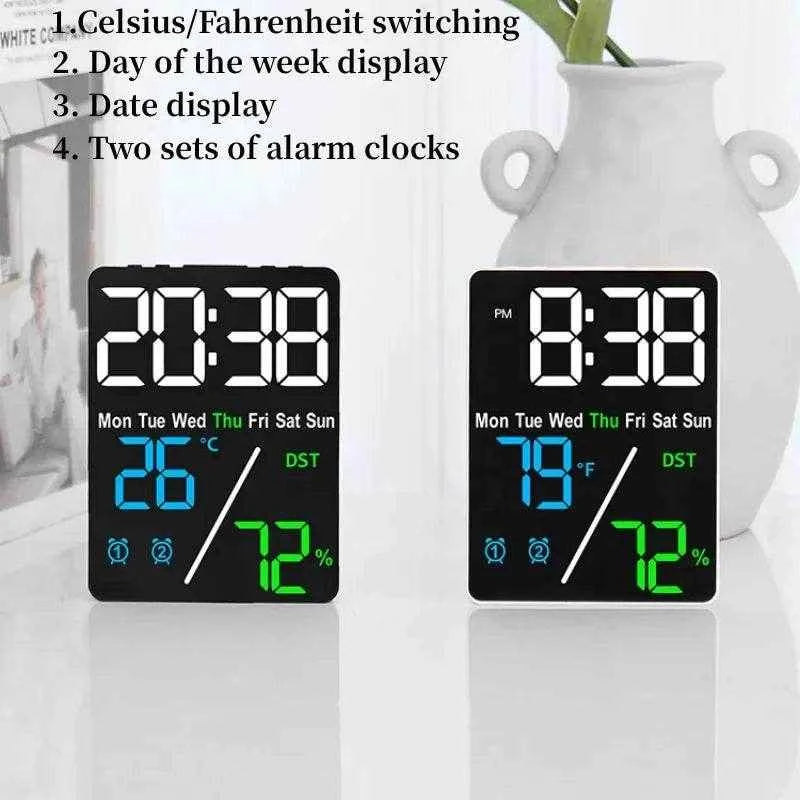 Qoraheyhub Digital Alarm Clock with Temperature and Humidity