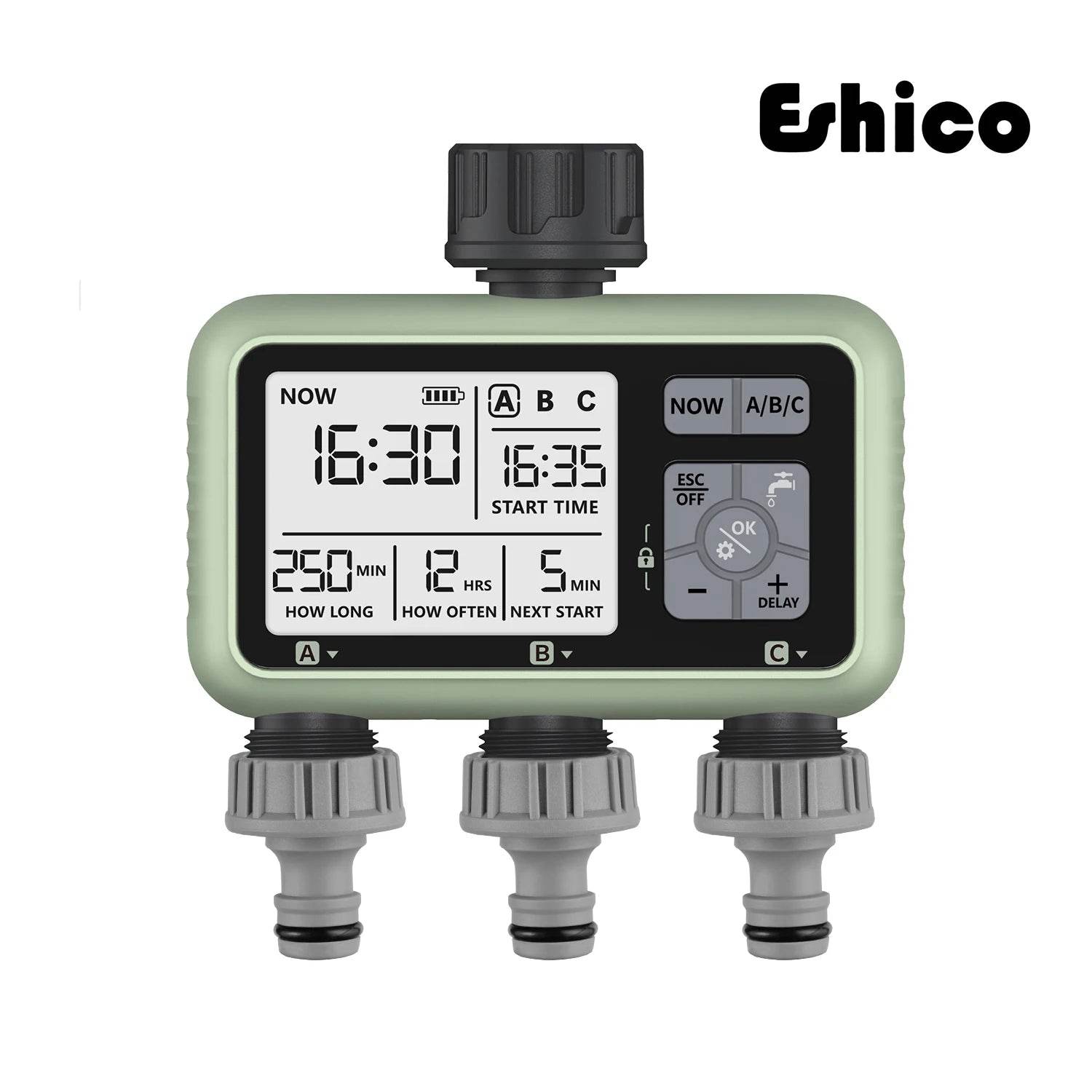 Digital 3-outlet water timer by Jewelrieshub with easy-to-read LCD and multiple irrigation settings