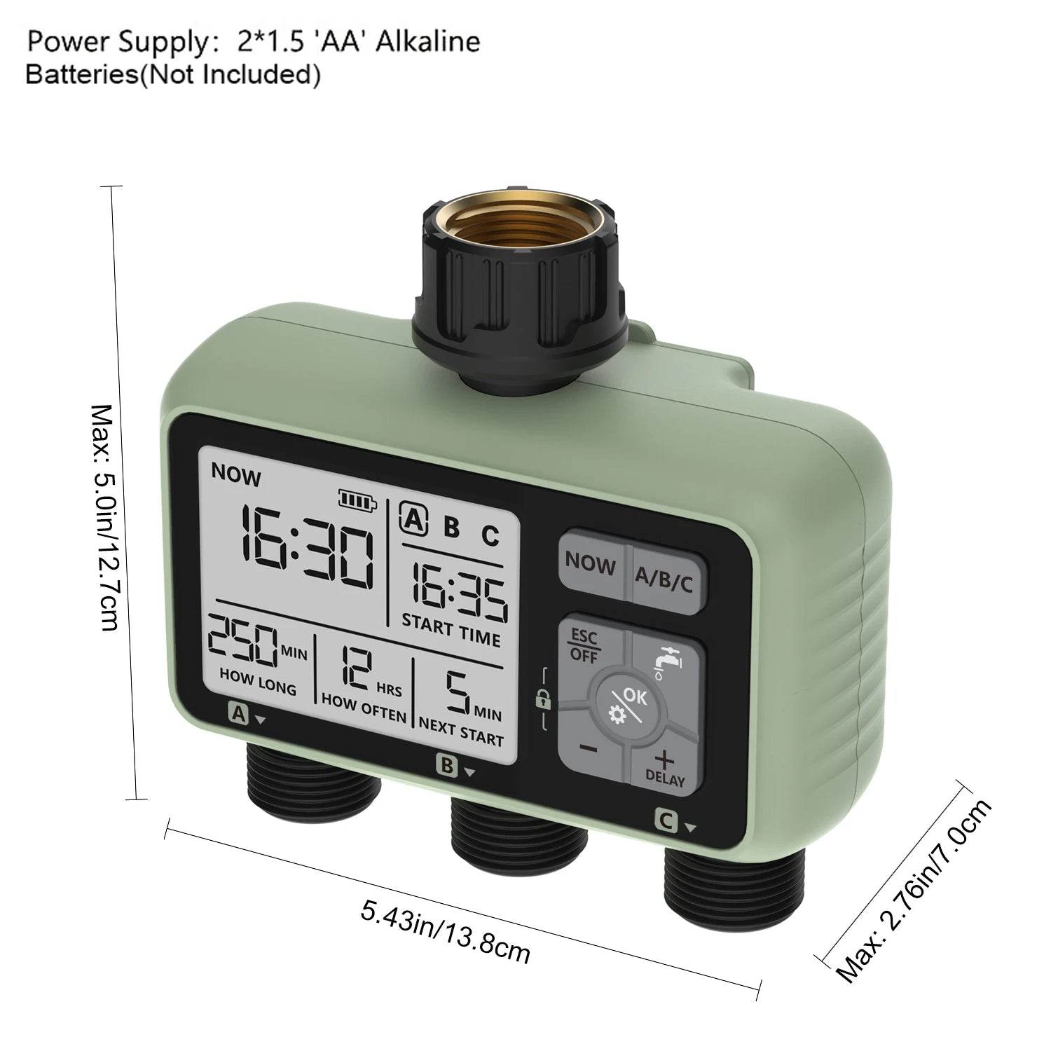 Jewelrieshub digital 3-outlet water timer with large LCD display and three hose connectors