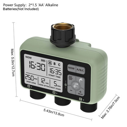 Jewelrieshub digital 3-outlet water timer with large LCD display and three hose connectors