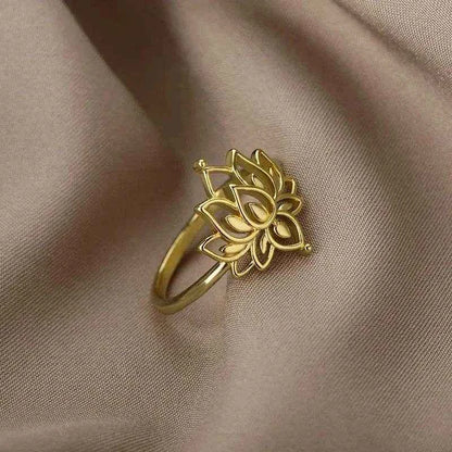Jewelrieshub Elegant Lotus Flower Ring for Women - Gold