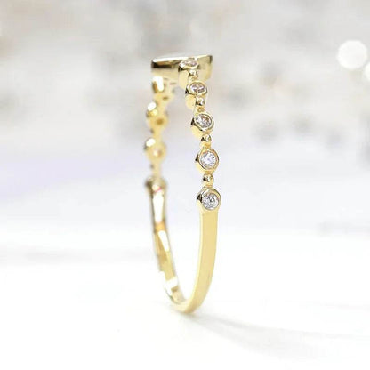 Jewelrieshub gold zirconia delicate finger ring with small sparkling stones in a minimalist design