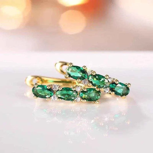 Jewelrieshub Green Zirconia Gold Hoop Earrings Stylish