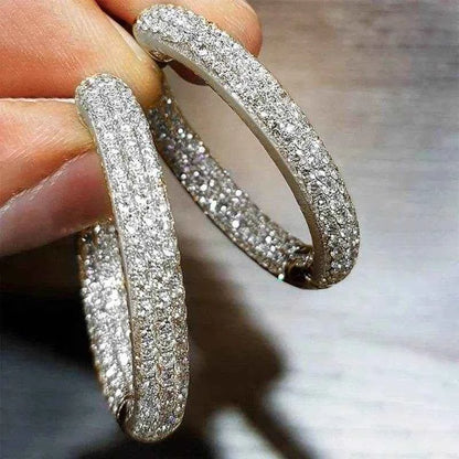Jewelrieshub Luxury Circle Earrings for Women - Sparkling Hoop