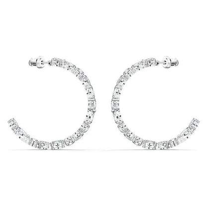 Luxury zirconia hoop earrings by Jewelrieshub featuring sparkling clear stones on silver hoops