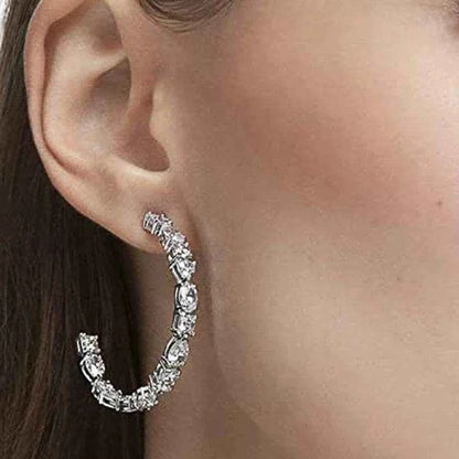 Jewelrieshub Luxury Zirconia Hoop Earrings - Sparkling Style