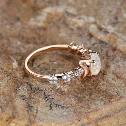 Jewelrieshub Opal Ring with Accent Stones in Rose Gold