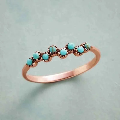 Jewelrieshub Retro Turquoise Finger Ring Gold Finish