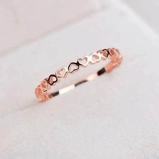Jewelrieshub rose gold hollow heart finger ring with delicate linked heart design