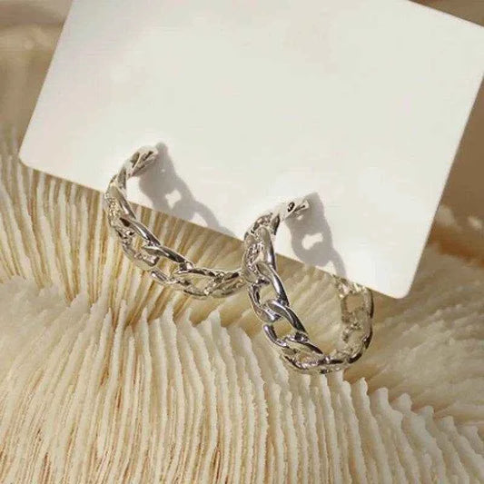 Jewelrieshub Silver Chain Link Hoop Earrings