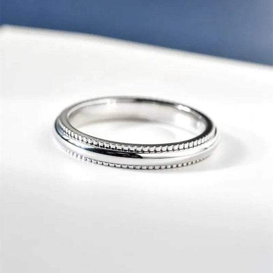 Jewelrieshub silver finger ring for women with polished finish and detailed edge design