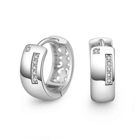 Jewelrieshub Silver Hollow Out Hoop Earrings with Crystals