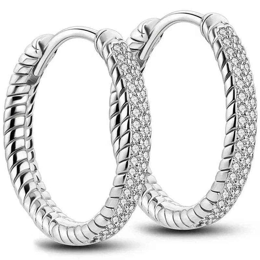 Jewelrieshub Silver Hoop Earrings for Women with Crystals