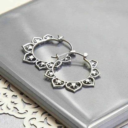 Jewelrieshub Silver Hoop Earrings for Women - Stylish Floral Design