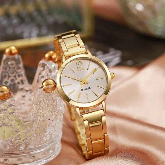 Qoraheyhub Simple Stainless Steel Ladies Watch Gold