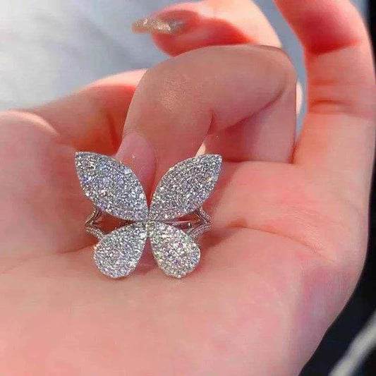 Jewelrieshub Sparkling Butterfly Ring for Women - Elegant Jewelry