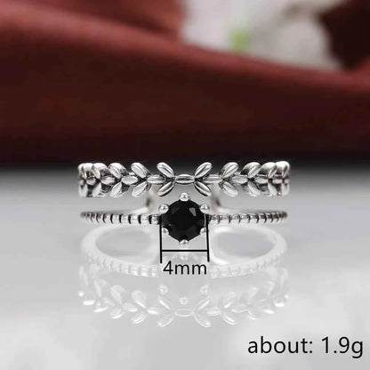 Jewelrieshub Stylish Ladies Adjustable Ring with Black Gem