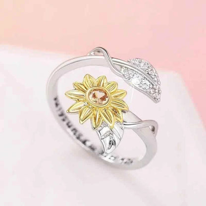 Jewelrieshub Sunflower Ring for Women with Crystals