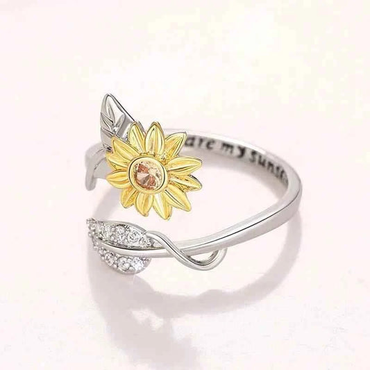 Jewelrieshub Sunflower Ring for Women with Crystals