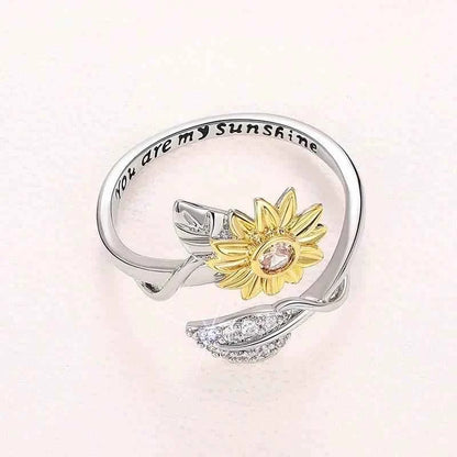 Jewelrieshub Sunflower Ring for Women with Crystals