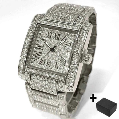 Qoraheyhub Luxury Gold Iced Out Watch for Men Stylish