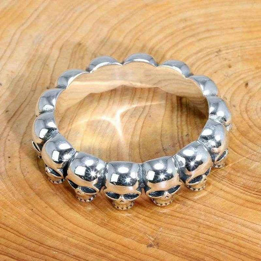 Jewelrieshub Unique Gothic Punk Rings Silver Skull Band