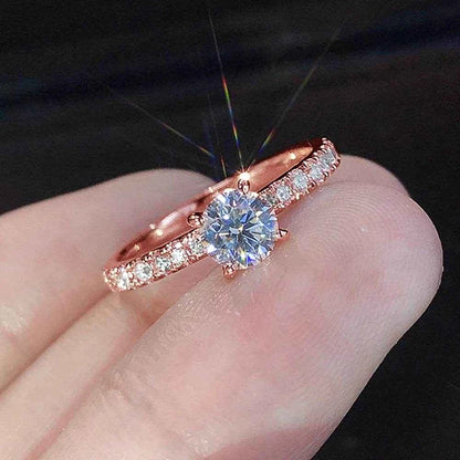 Jewelrieshub Delicate Minimalist Gold Ring with Diamonds