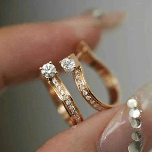 Jewelrieshub Rose Gold Hoop Earrings for Women with Diamonds